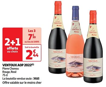 Promotions Ventoux aop 2022 pierre chanau rouge, rosé - Vins rouges - Valide de 30/04/2024 à 05/05/2024 chez Auchan Ronq