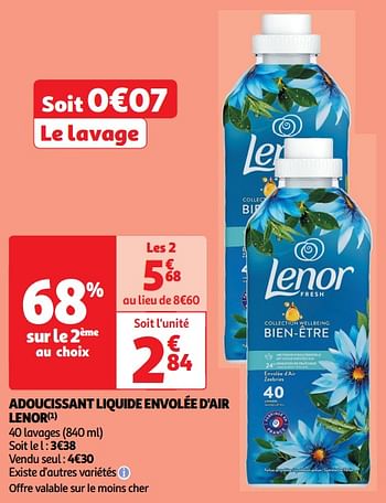 Promotions Adoucissant liquide envolée d`air lenor - Lenor - Valide de 30/04/2024 à 05/05/2024 chez Auchan Ronq