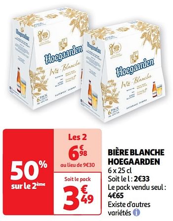 Promotions Bière blanche hoegaarden - Hoegaarden - Valide de 30/04/2024 à 05/05/2024 chez Auchan Ronq