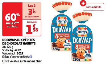 Promotions Doowap aux pépites de chocolat harry`s - Harry's - Valide de 30/04/2024 à 05/05/2024 chez Auchan Ronq
