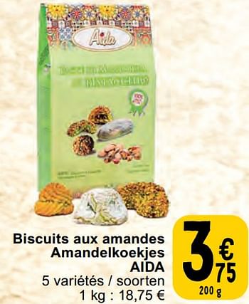 Promotions Biscuits aux amandes amandelkoekjes aida - Aida - Valide de 30/04/2024 à 06/05/2024 chez Cora