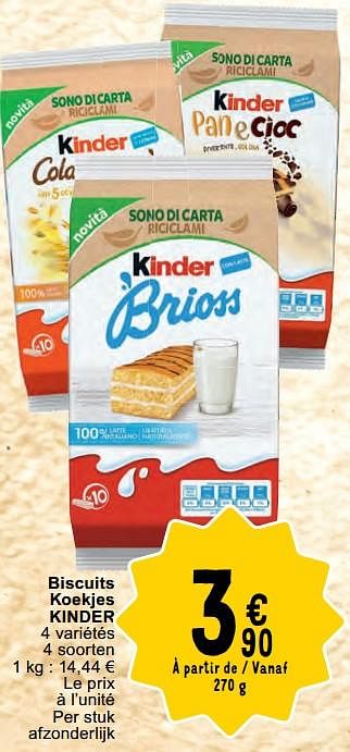 Promoties Biscuits koekjes kinder - Kinder - Geldig van 30/04/2024 tot 06/05/2024 bij Cora