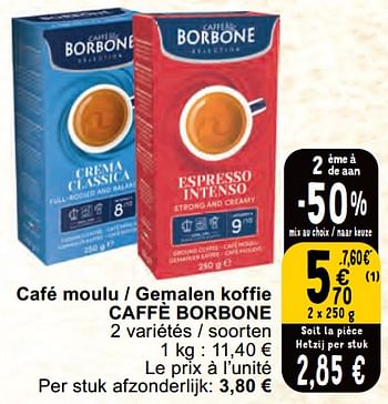 Promoties Café moulu - gemalen koffie caffè borbone - Borbone - Geldig van 30/04/2024 tot 06/05/2024 bij Cora