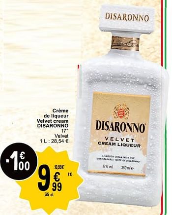 Promoties Crème de liqueur velvet cream disaronno - Disaronno - Geldig van 30/04/2024 tot 06/05/2024 bij Cora