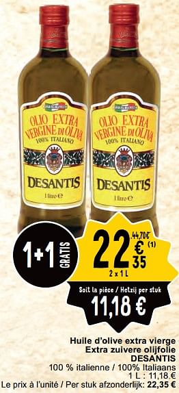 Promoties Huile d’olive extra vierge extra zuivere olijfolie desantis - Desantis - Geldig van 30/04/2024 tot 06/05/2024 bij Cora