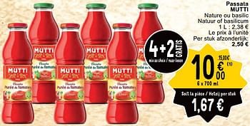 Promotions Passata mutti - Mutti - Valide de 30/04/2024 à 06/05/2024 chez Cora