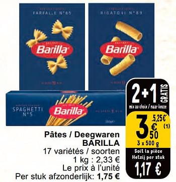 Promotions Pâtes - deegwaren barilla - Barilla - Valide de 30/04/2024 à 06/05/2024 chez Cora