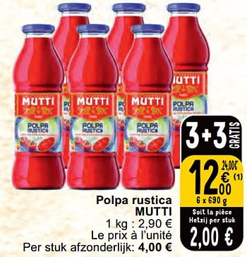 Promoties Polpa rustica mutti - Mutti - Geldig van 30/04/2024 tot 06/05/2024 bij Cora