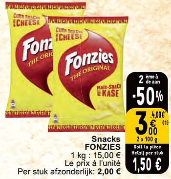 Promoties Snacks fonzies - Fonzies - Geldig van 30/04/2024 tot 06/05/2024 bij Cora