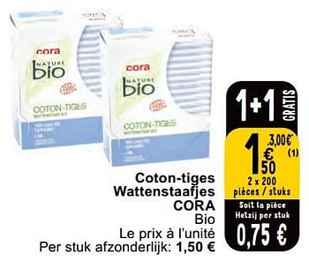 Promoties Coton-tiges wattenstaafjes cora - Huismerk - Cora - Geldig van 30/04/2024 tot 06/05/2024 bij Cora