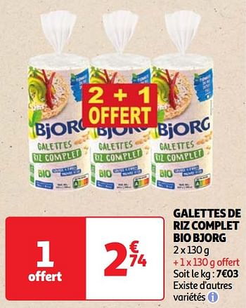 Promotions Galettes de riz complet bio bjorg - Bjorg - Valide de 30/04/2024 à 06/05/2024 chez Auchan Ronq