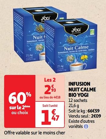 Promoties Infusion nuit calme bio yogi - Yogi - Geldig van 30/04/2024 tot 06/05/2024 bij Auchan