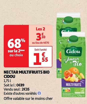 Promoties Nectar multifruits bio cidou - Cidou - Geldig van 30/04/2024 tot 06/05/2024 bij Auchan