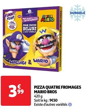 Promoties Pizza quatre fromages mario bros - Super Mario - Geldig van 30/04/2024 tot 06/05/2024 bij Auchan