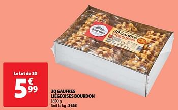 Promotions 30 gaufres liégeoises bourdon - Bourdon - Valide de 30/04/2024 à 06/05/2024 chez Auchan Ronq