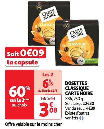 Promoties Dosettes classique carte noire - CarteNoire - Geldig van 30/04/2024 tot 06/05/2024 bij Auchan