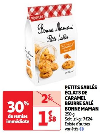 Promoties Petits sablés éclats de caramel beurre salé bonne maman - Bonne Maman - Geldig van 30/04/2024 tot 06/05/2024 bij Auchan