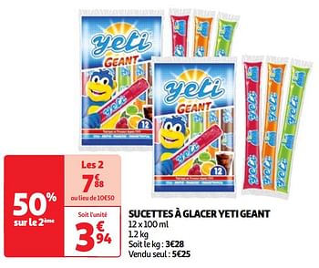 Promotions Sucettes à glacer yeti geant - Yeti - Valide de 30/04/2024 à 06/05/2024 chez Auchan Ronq