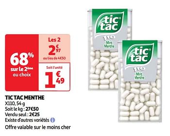 Promoties Tic tac menthe - TicTac - Geldig van 30/04/2024 tot 06/05/2024 bij Auchan