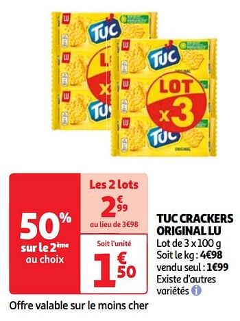 Promoties Tuc crackers original lu - Lu - Geldig van 30/04/2024 tot 06/05/2024 bij Auchan