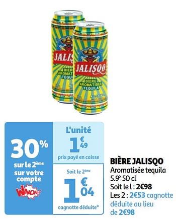 Promotions Bière jalisqo - Jalisqo - Valide de 30/04/2024 à 06/05/2024 chez Auchan Ronq