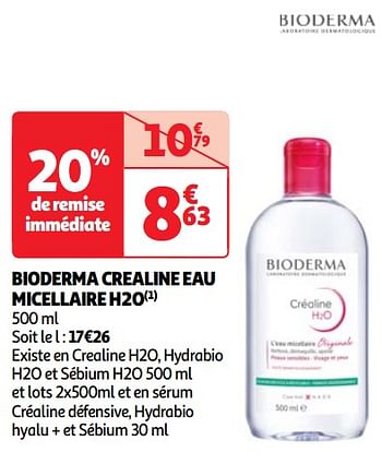 Promoties Bioderma crealine eau micellaire h2o - BIODERMA - Geldig van 30/04/2024 tot 06/05/2024 bij Auchan