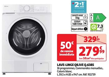 Promoties Lave-linge qilive q.6385 - Qilive - Geldig van 30/04/2024 tot 06/05/2024 bij Auchan