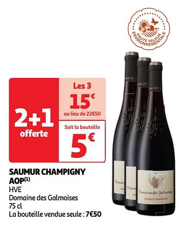 Promoties Saumur champigny aop hve domaine des galmoises - Rode wijnen - Geldig van 30/04/2024 tot 06/05/2024 bij Auchan