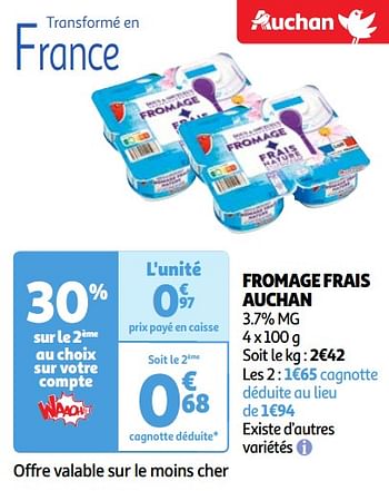 Promoties Fromage frais auchan - Huismerk - Auchan - Geldig van 30/04/2024 tot 06/05/2024 bij Auchan