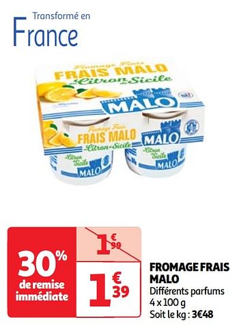 Promotions Fromage frais malo - Malo - Valide de 30/04/2024 à 06/05/2024 chez Auchan Ronq