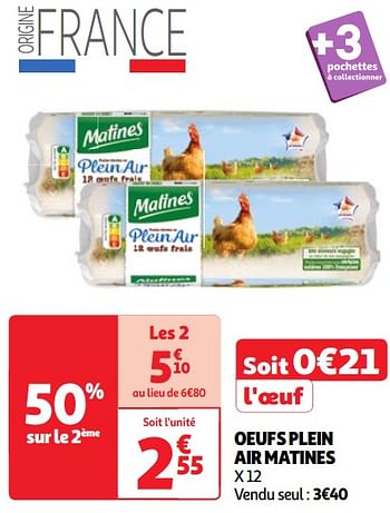 Promoties Oeufs plein air matines - Matines - Geldig van 30/04/2024 tot 06/05/2024 bij Auchan