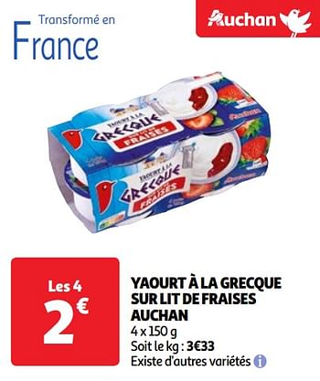 Promotions Yaourt à la grecque sur lit de fraises auchan - Produit Maison - Auchan Ronq - Valide de 30/04/2024 à 06/05/2024 chez Auchan Ronq