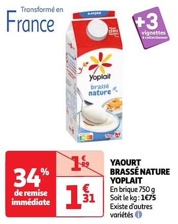 Promotions Yaourt brassé nature yoplait - Yoplait - Valide de 30/04/2024 à 06/05/2024 chez Auchan Ronq