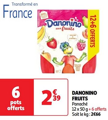 Promotions Danonino fruits - Danone - Valide de 30/04/2024 à 06/05/2024 chez Auchan Ronq