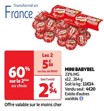 Promotions Mini babybel - Babybel - Valide de 30/04/2024 à 06/05/2024 chez Auchan Ronq