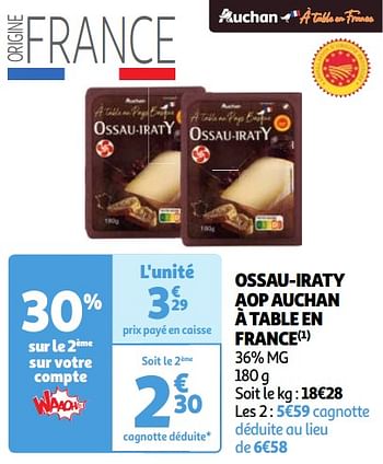 Promoties Ossau-iraty aop auchan - Ossau Iraty AOP - Geldig van 30/04/2024 tot 06/05/2024 bij Auchan