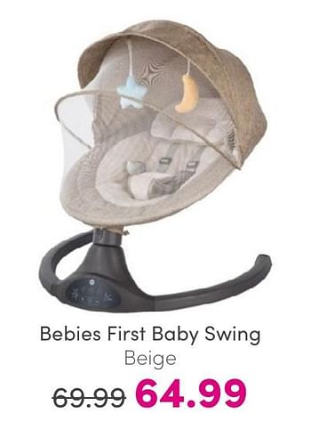 Promoties Bebies first baby swing beige - bebiesfirst - Geldig van 30/04/2024 tot 06/05/2024 bij Baby & Tiener Megastore