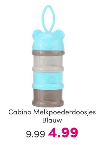 Promotions Cabino melkpoederdoosjes blauw - Cabino - Valide de 30/04/2024 à 06/05/2024 chez Baby & Tiener Megastore
