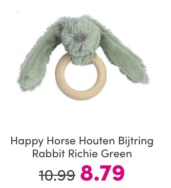 Promotions Happy horse houten bijtring rabbit richie green - Happy Horse - Valide de 30/04/2024 à 06/05/2024 chez Baby & Tiener Megastore