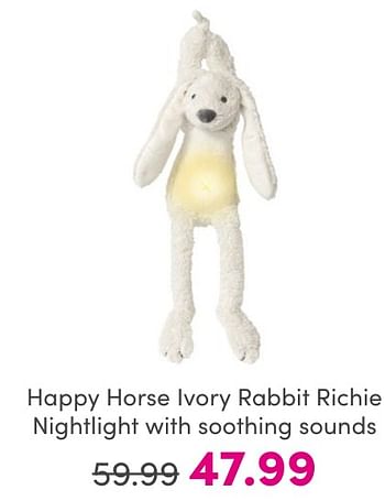 Promotions Happy horse ivory rabbit richie nightlight with soothing sounds - Happy Horse - Valide de 30/04/2024 à 06/05/2024 chez Baby & Tiener Megastore
