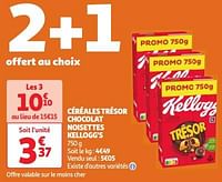 Promoties Céréales trésor chocolat noisettes kellogg`s - Kellogg's - Geldig van 30/04/2024 tot 06/05/2024 bij Auchan
