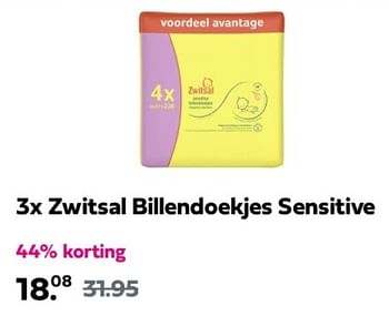 Promotions Zwitsal billendoekjes sensitive - Zwitsal - Valide de 02/05/2024 à 05/05/2024 chez Plein