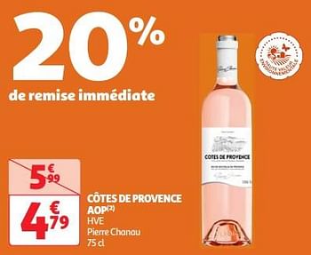 Promotions Côtes de provence aop hve pierre chanau - Vins rosé - Valide de 30/04/2024 à 06/05/2024 chez Auchan Ronq
