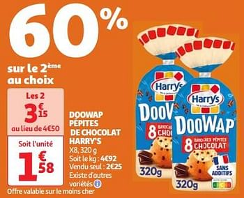 Promotions Doowap pépites de chocolat harry`s - Harry's - Valide de 30/04/2024 à 06/05/2024 chez Auchan Ronq