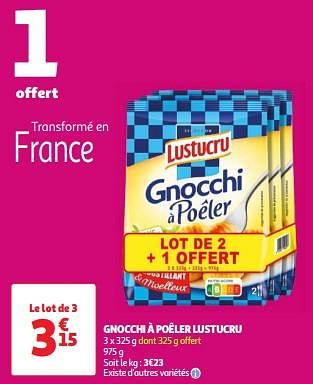 Promoties Gnocchi à poêler lustucru - Lustucru - Geldig van 30/04/2024 tot 06/05/2024 bij Auchan