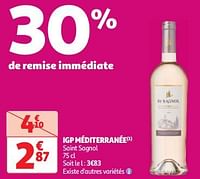 Promoties Igp méditerranée saint sagnol - Rosé wijnen - Geldig van 30/04/2024 tot 06/05/2024 bij Auchan