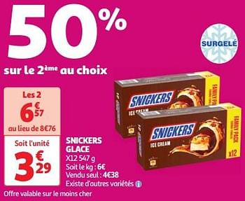 Promotions Snickers glace - Snickers - Valide de 30/04/2024 à 06/05/2024 chez Auchan Ronq