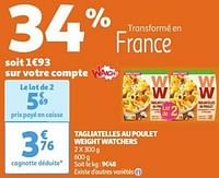 Promoties Tagliatelles au poulet weight watchers - Weight Watchers - Geldig van 30/04/2024 tot 06/05/2024 bij Auchan