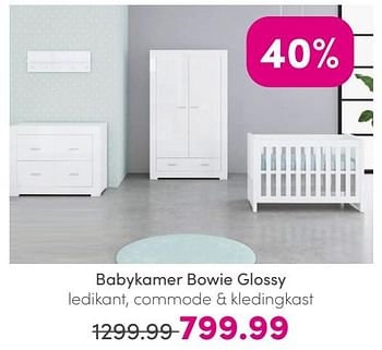 Promotions Babykamer bowie glossy - Produit Maison - Baby & Tiener Megastore - Valide de 30/04/2024 à 06/05/2024 chez Baby & Tiener Megastore