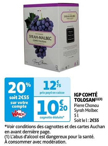 Promoties Igp comté tolosan - Rode wijnen - Geldig van 30/04/2024 tot 13/05/2024 bij Auchan